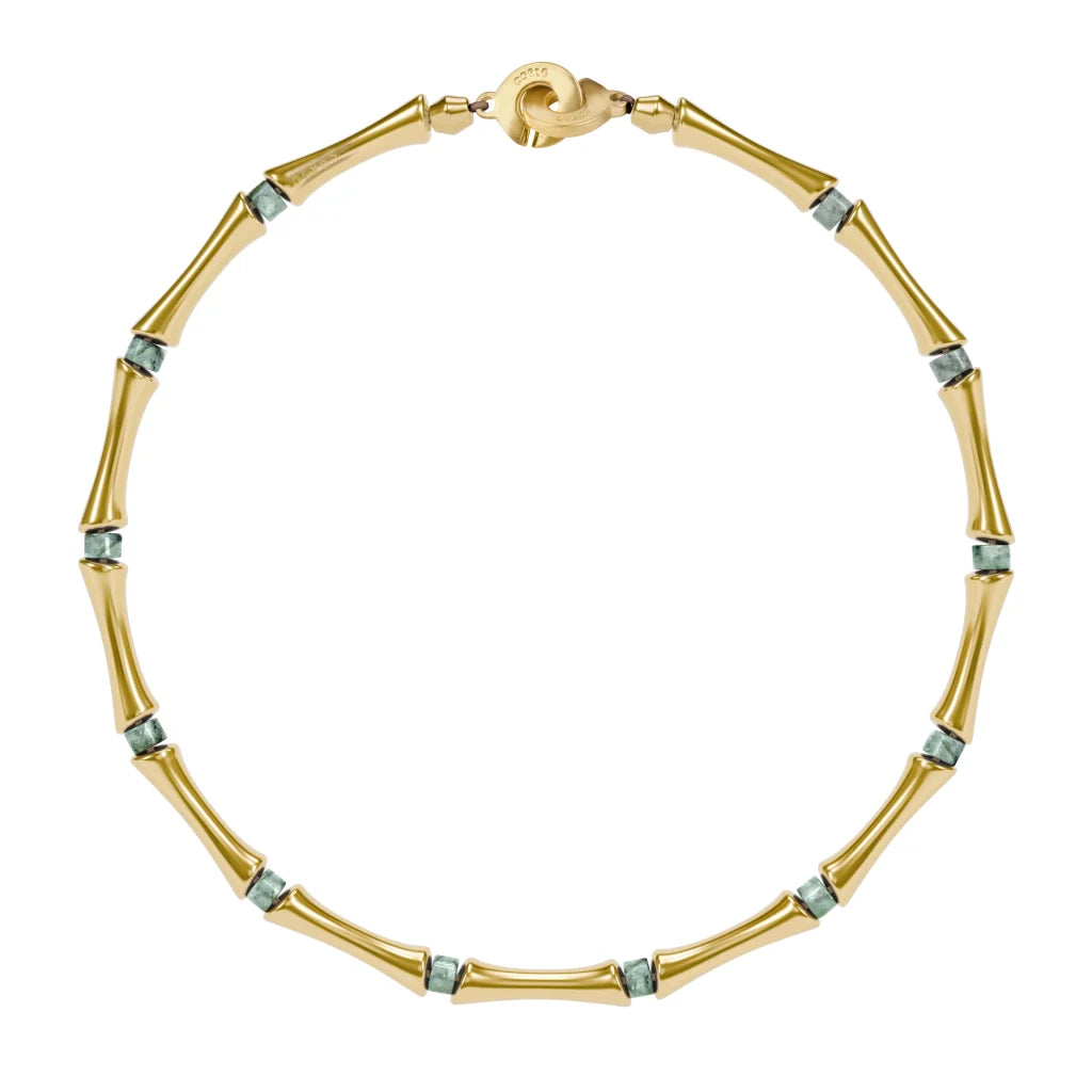 Choker Bañado en oro de 22K, Piedras, Cuentas tubulares - Joyería y bisutería fina