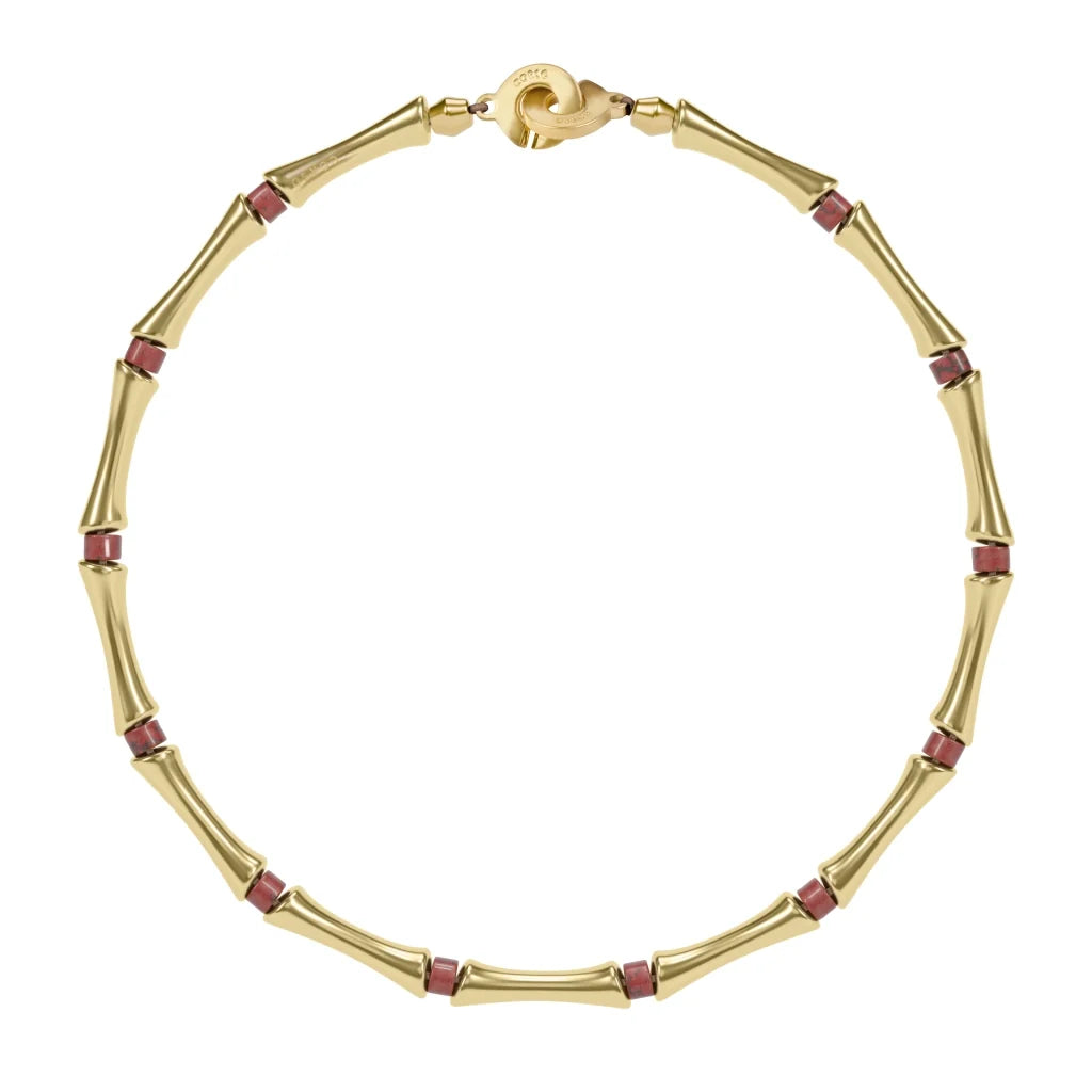 Choker Bañado en oro de 22K, Piedras, Cuentas tubulares - Joyería y bisutería fina