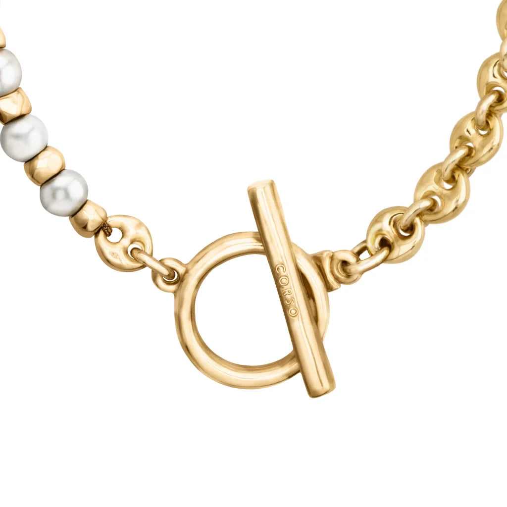 Collar baño en Oro 22K, perlas, cadena - Joyería y bisutería fina