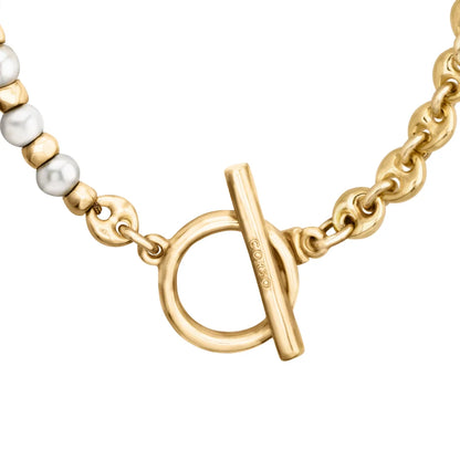 Collar baño en Oro 22K, perlas, cadena - Joyería y bisutería fina