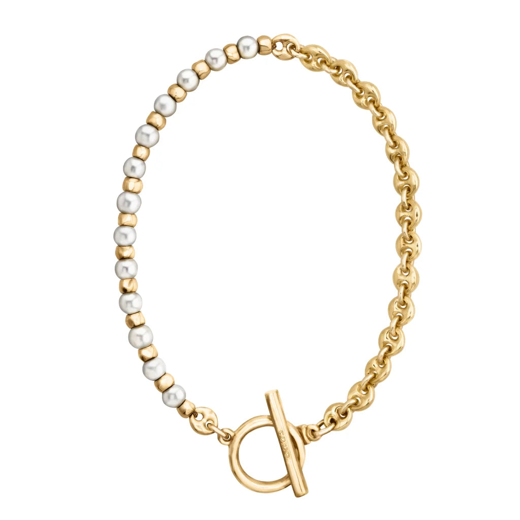 Collar baño en Oro 22K, perlas, cadena - Joyería y bisutería fina