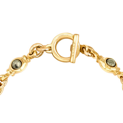 Collar choker con eslabones y broche omega en baño de oro de 22K y piedras facetadas de 5mm - Joyería y bisutería fina