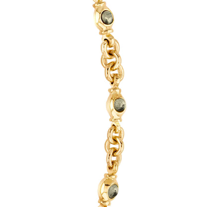 Collar choker con eslabones y broche omega en baño de oro de 22K y piedras facetadas de 5mm - Joyería y bisutería fina
