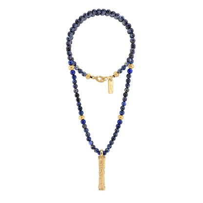 Collar de 41cm con piedras 6mm, con mini esferas y dije de caja de oración tibetana en baño de oro de 22K - Joyería y bisutería fina