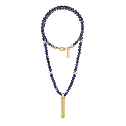 Collar de 41cm con piedras 6mm, con mini esferas y dije de caja de oración tibetana en baño de oro de 22K - Joyería y bisutería fina