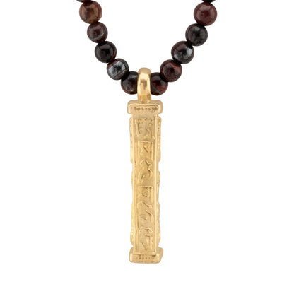 Collar de 41cm con piedras 6mm, con mini esferas y dije de caja de oración tibetana en baño de oro de 22K - Joyería y bisutería fina