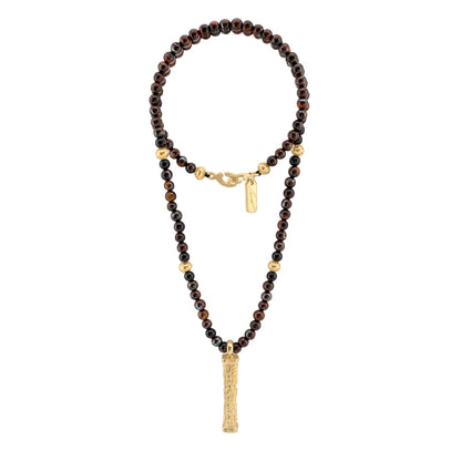 Collar de 41cm con piedras 6mm, con mini esferas y dije de caja de oración tibetana en baño de oro de 22K - Joyería y bisutería fina