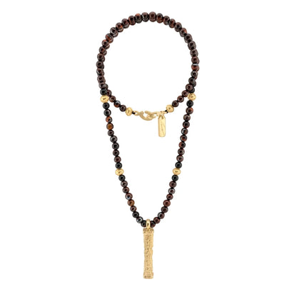 Collar de 41cm con piedras 6mm, con mini esferas y dije de caja de oración tibetana en baño de oro de 22K - Joyería y bisutería fina