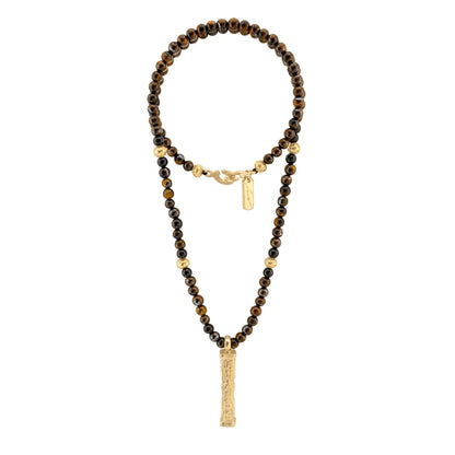 Collar de 41cm con piedras 6mm, con mini esferas y dije de caja de oración tibetana en baño de oro de 22K - Joyería y bisutería fina