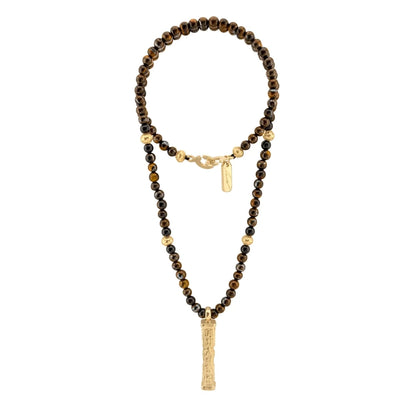 Collar de 41cm con piedras 6mm, con mini esferas y dije de caja de oración tibetana en baño de oro de 22K - Joyería y bisutería fina