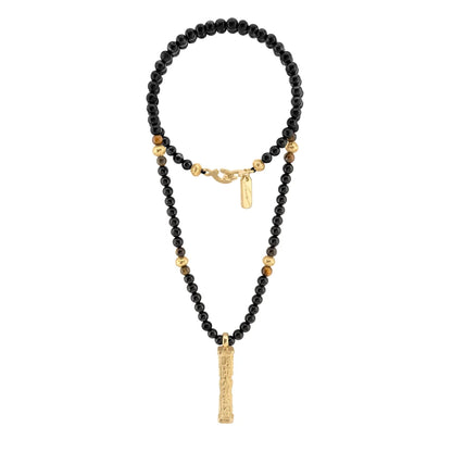 Collar de 41cm con piedras 6mm, con mini esferas y dije de caja de oración tibetana en baño de oro de 22K - Joyería y bisutería fina
