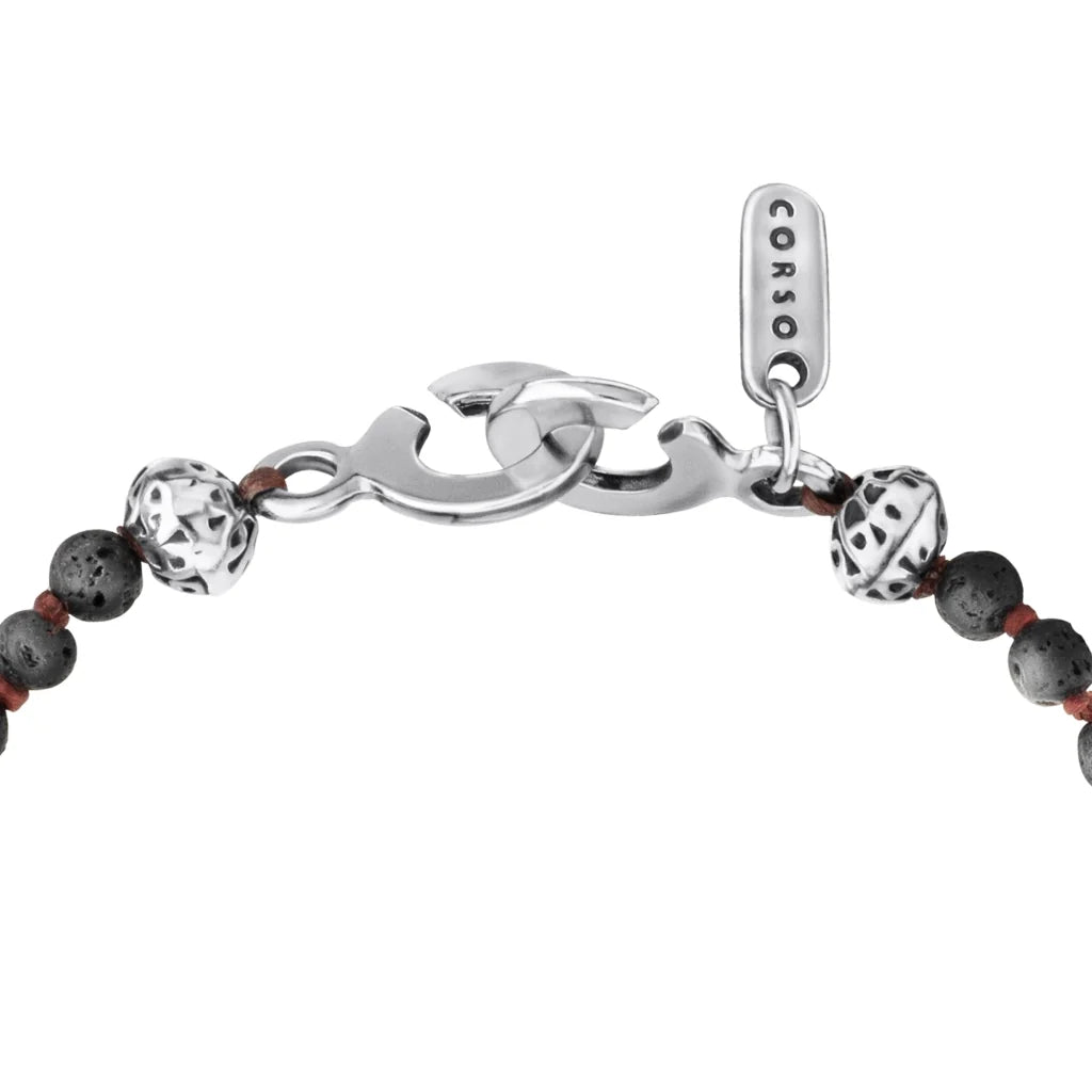 Collar de 36cm, con piedras 6mm, con dije de calavera y colmillo en acero pulido - Joyería y bisutería fina