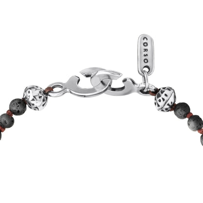 Collar de 36cm, con piedras 6mm, con dije de calavera y colmillo en acero pulido - Joyería y bisutería fina