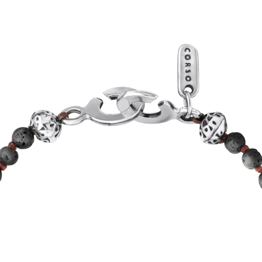 Collar de 36cm, con piedras 6mm, con dije de calavera y colmillo en acero pulido - Joyería y bisutería fina
