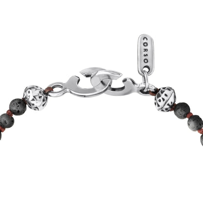 Collar de 36cm, con piedras 6mm, con dije de calavera y colmillo en acero pulido - Joyería y bisutería fina