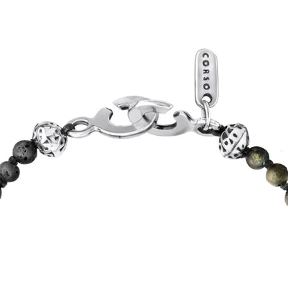 Collar de 36cm, con piedras 6mm, con dije de calavera y colmillo en acero pulido - Joyería y bisutería fina