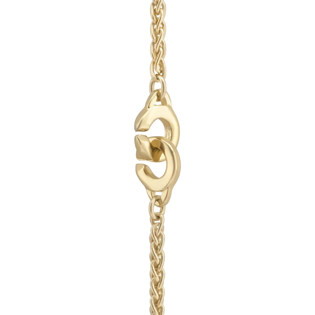 Collar de 36cm, con piedras de 6mm, con cadena y dije de ojo en terminado de acero anticado en baño de oro de 22K - Joyería y bisutería fina