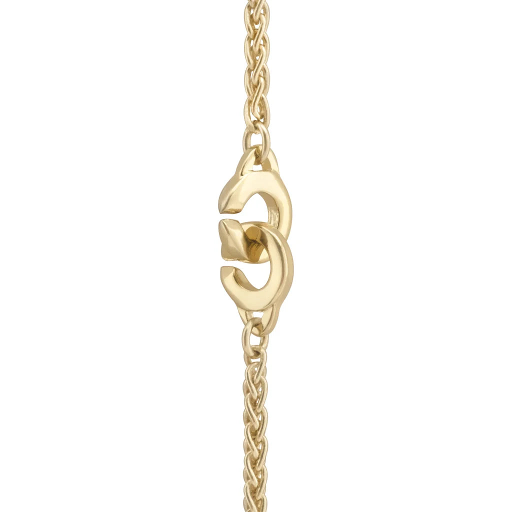 Collar de 36cm, con piedras de 6mm, con cadena y dije de ojo en terminado de acero anticado en baño de oro de 22K - Joyería y bisutería fina