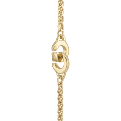 Collar de 36cm, con piedras de 6mm, con cadena y dije de ojo en terminado de acero anticado en baño de oro de 22K - Joyería y bisutería fina