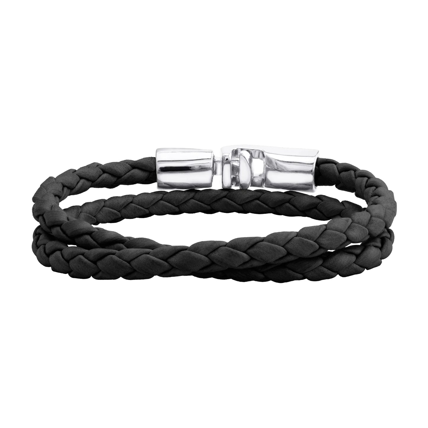 Pulsera En baño de rodio, Piel natural de borrego, Doble vuelta - Joyería y bisutería fina