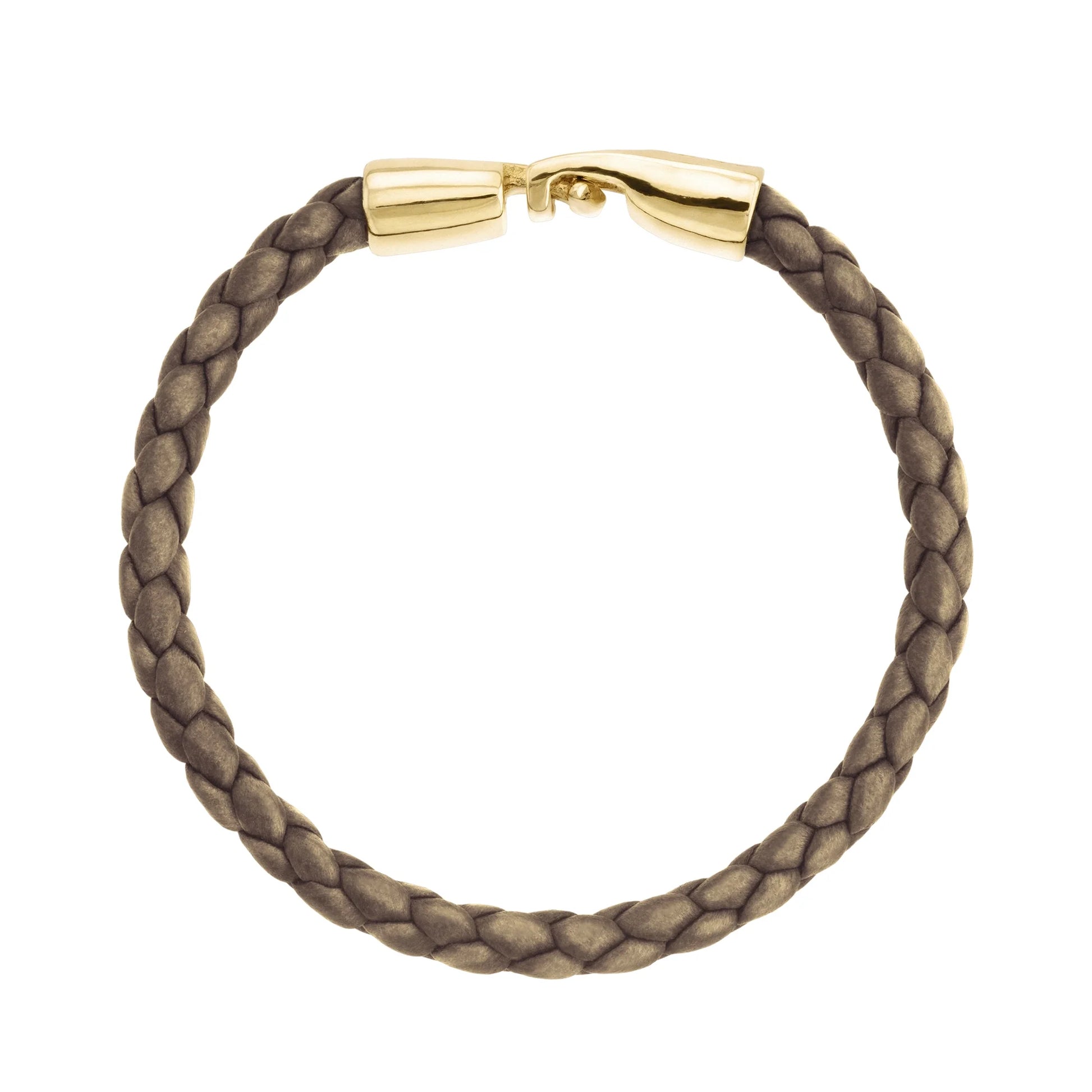 Pulsera en baño de Oro 22K, Piel natural de Borrego, Trenzado - Joyería y bisutería fina