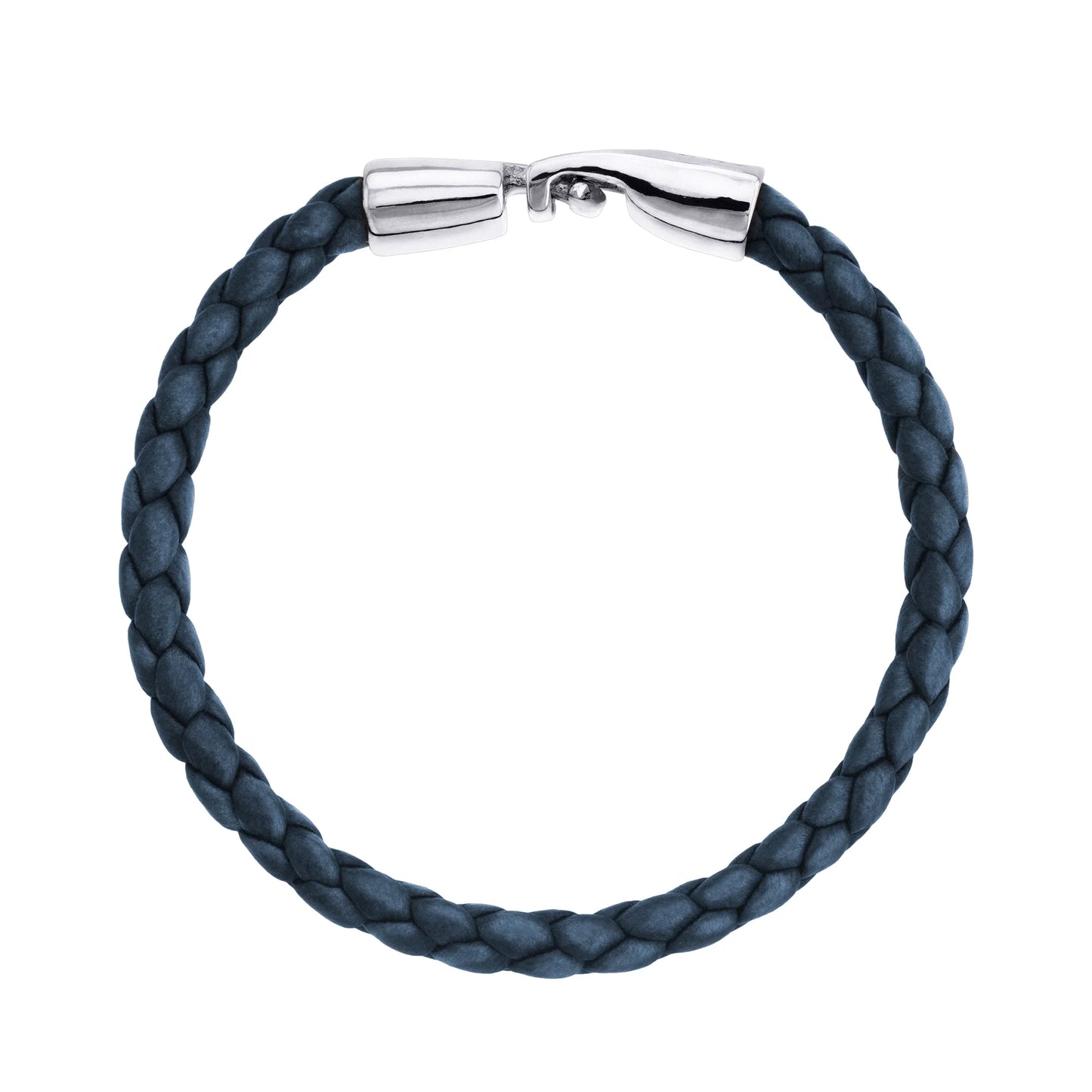Pulsera en baño de Rodio, Piel natural de Borrego, Trenzado - Joyería y bisutería fina