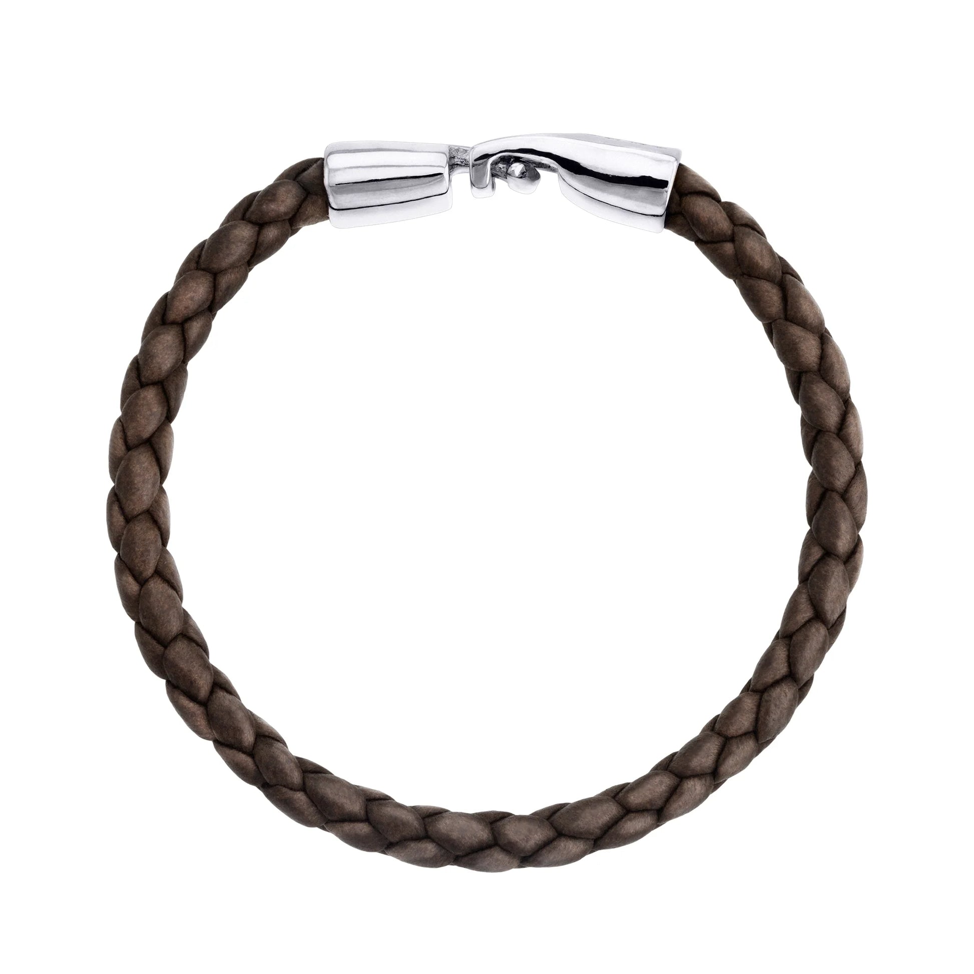 Pulsera en baño de Rodio, Piel natural de Borrego, Trenzado - Joyería y bisutería fina
