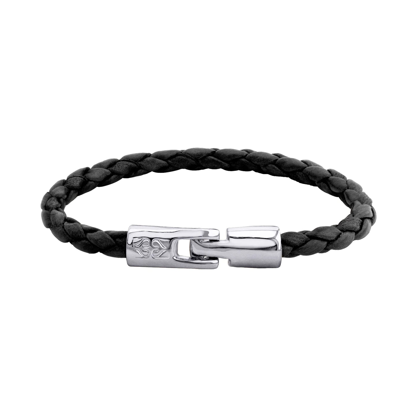 Pulsera en baño de Rodio, Piel natural de Borrego, Trenzado - Joyería y bisutería fina