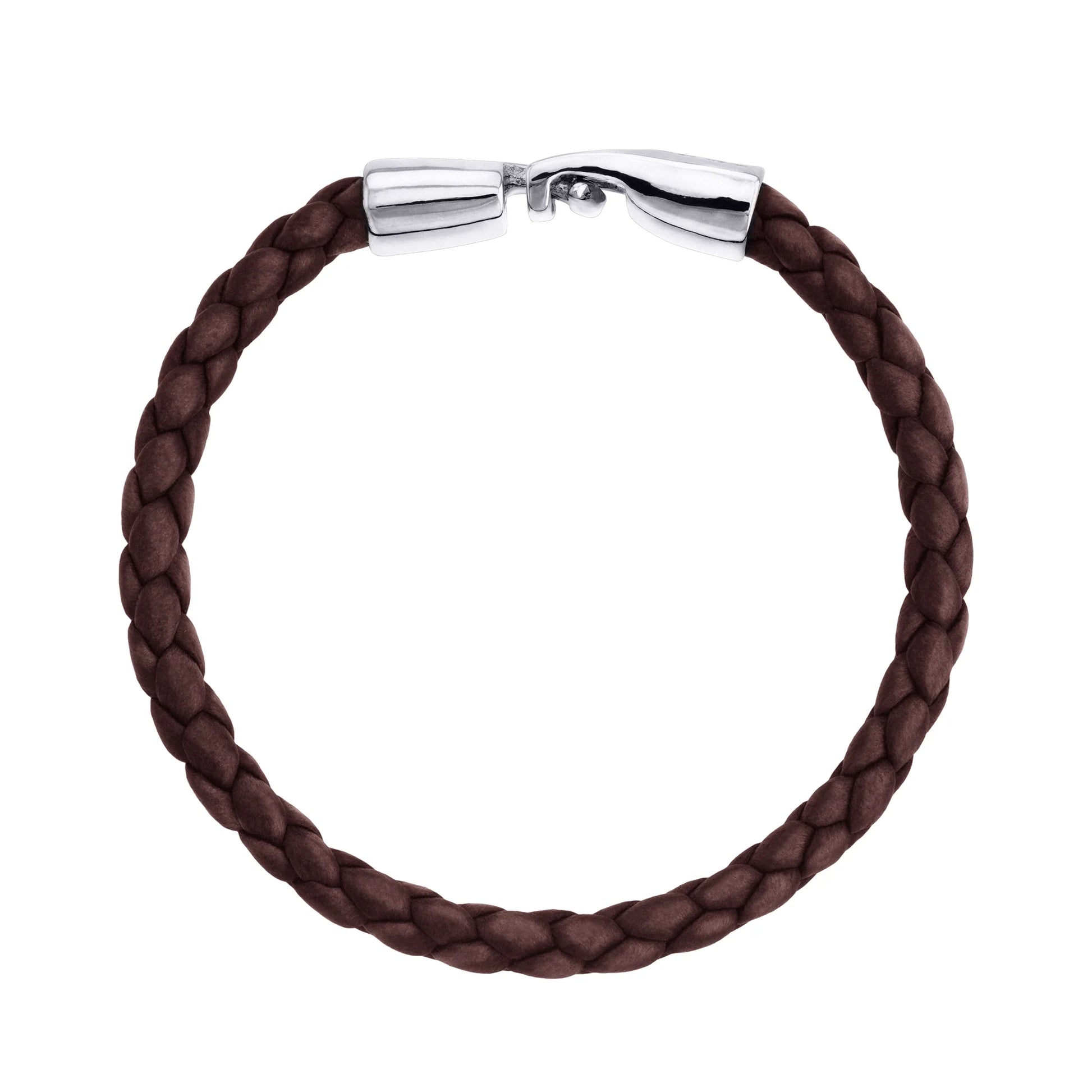 Pulsera en baño de Rodio, Piel natural de Borrego, Trenzado - Joyería y bisutería fina