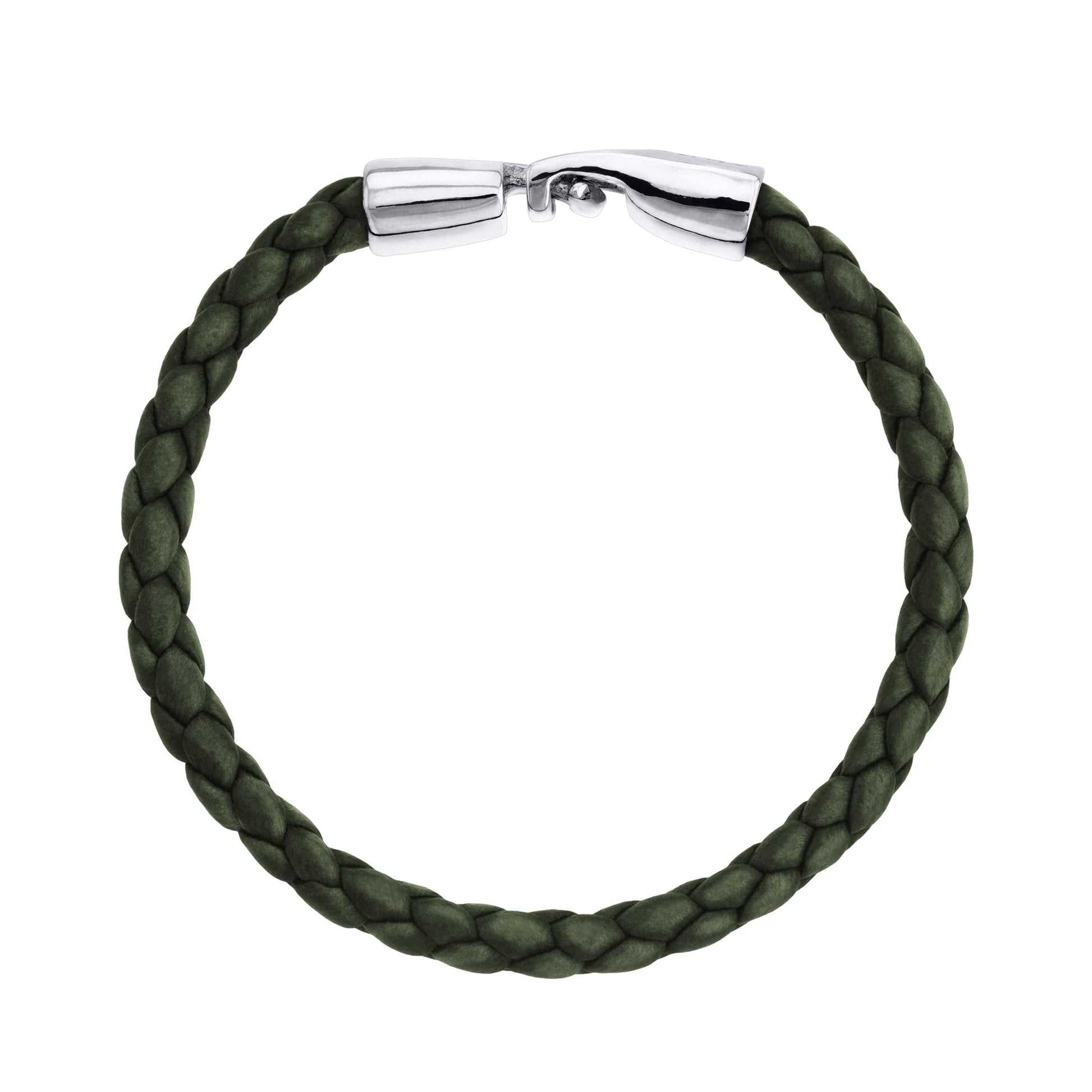 Pulsera en baño de Rodio, Piel natural de Borrego, Trenzado - Joyería y bisutería fina