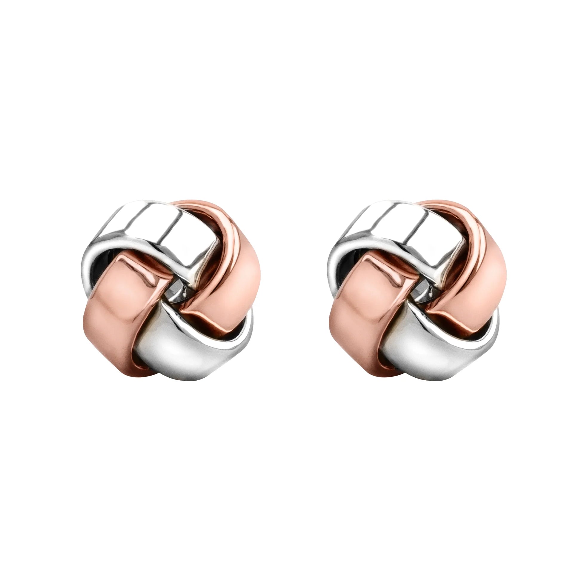 Aretes Broquel con diseño de nudo de amor, en oro de 14K en oro blanco, oro, y oro rosa - Joyería y bisutería fina
