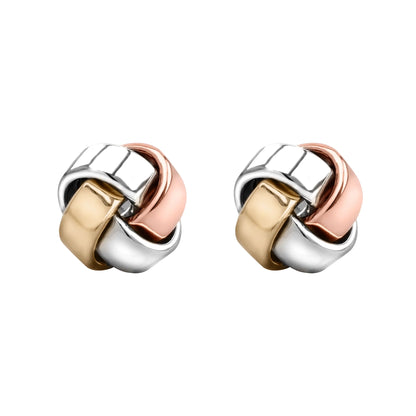 Aretes Broquel con diseño de nudo de amor, en oro de 14K en oro blanco, oro, y oro rosa - Joyería y bisutería fina
