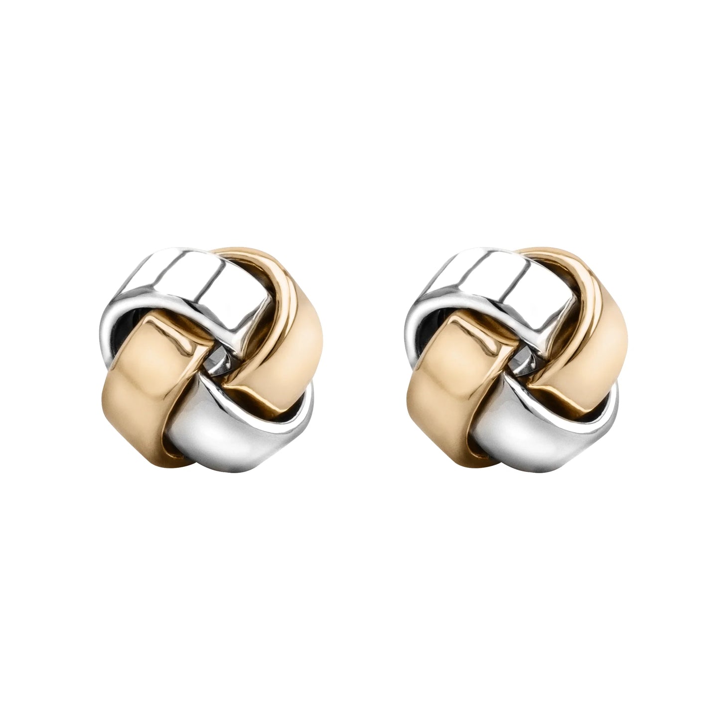 Aretes Broquel con diseño de nudo de amor, en oro de 14K en oro blanco, oro, y oro rosa - Joyería y bisutería fina
