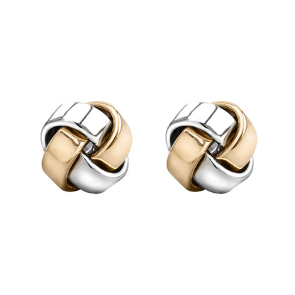 Aretes Broquel con diseño de nudo de amor, en oro de 14K en oro blanco, oro, y oro rosa - Joyería y bisutería fina
