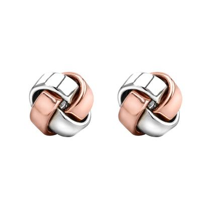 Aretes Broquel con diseño de nudo de amor, en oro de 14K en oro blanco, oro, y oro rosa - Joyería y bisutería fina