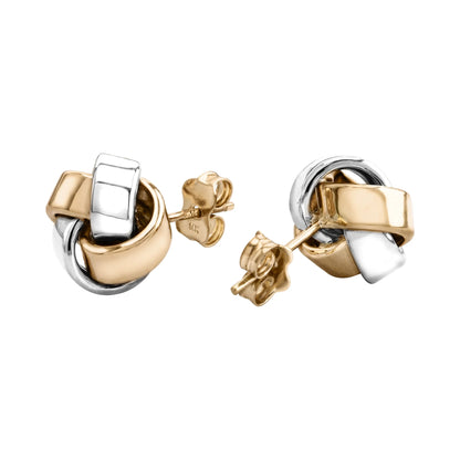 Aretes Broquel con diseño de nudo de amor, en oro de 14K en oro blanco, oro, y oro rosa - Joyería y bisutería fina