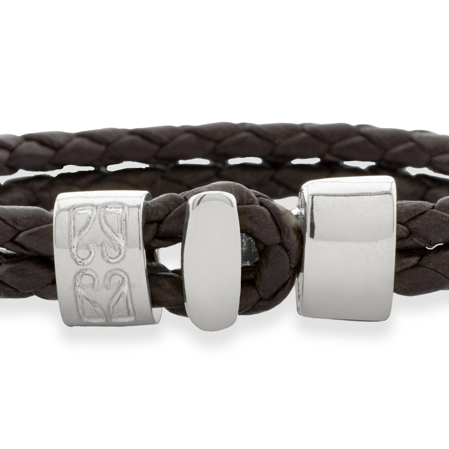 Pulsera en baño de Rodio, Broche de botón, Piel natural de Borrego - Joyería y bisutería fina