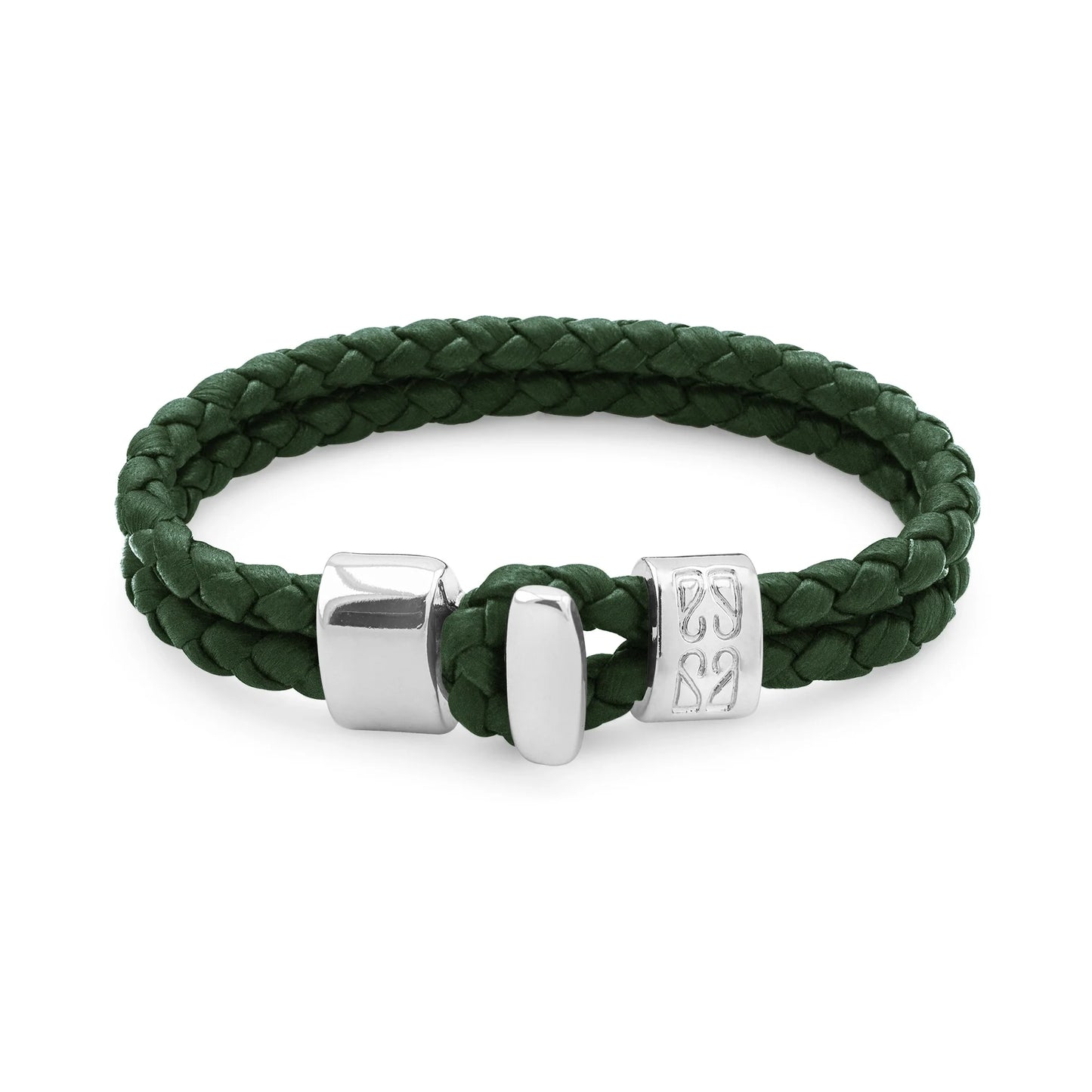Pulsera en baño de Rodio, Broche de botón, Piel natural de Borrego - Joyería y bisutería fina