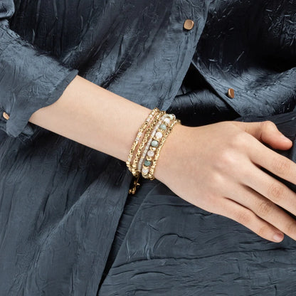 Pulsera en baño de Oro 22K, Conchas filipinas talladas a mano de 3mm - Joyería y bisutería fina