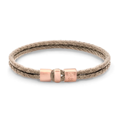 Pulsera en baño de Oro rosa 22K, Broche de botón Piel natural de Borrego - Joyería y bisutería fina