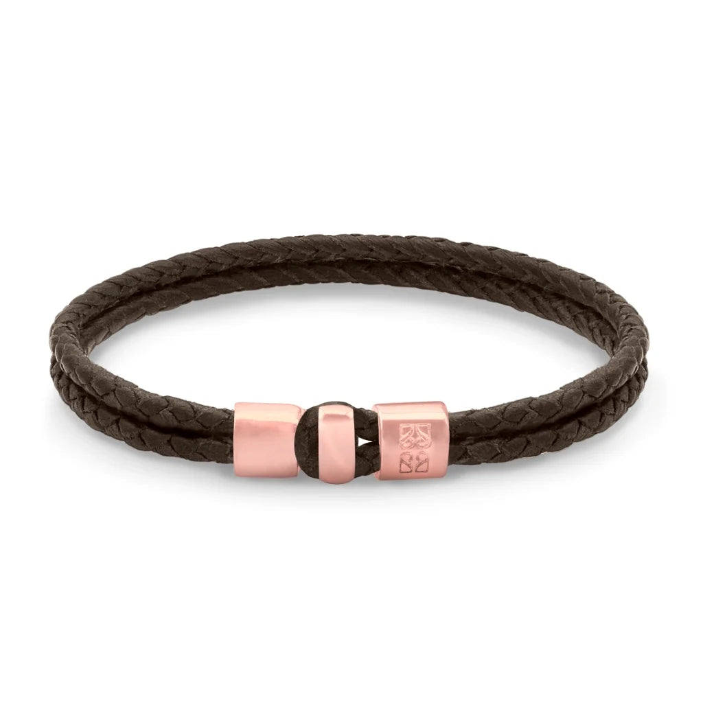 Pulsera en baño de Oro rosa 22K, Broche de botón Piel natural de Borrego - Joyería y bisutería fina
