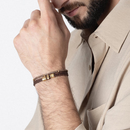 Pulsera en baño de Oro 22K, Broche de botón Piel natural de Borrego - Joyería y bisutería fina