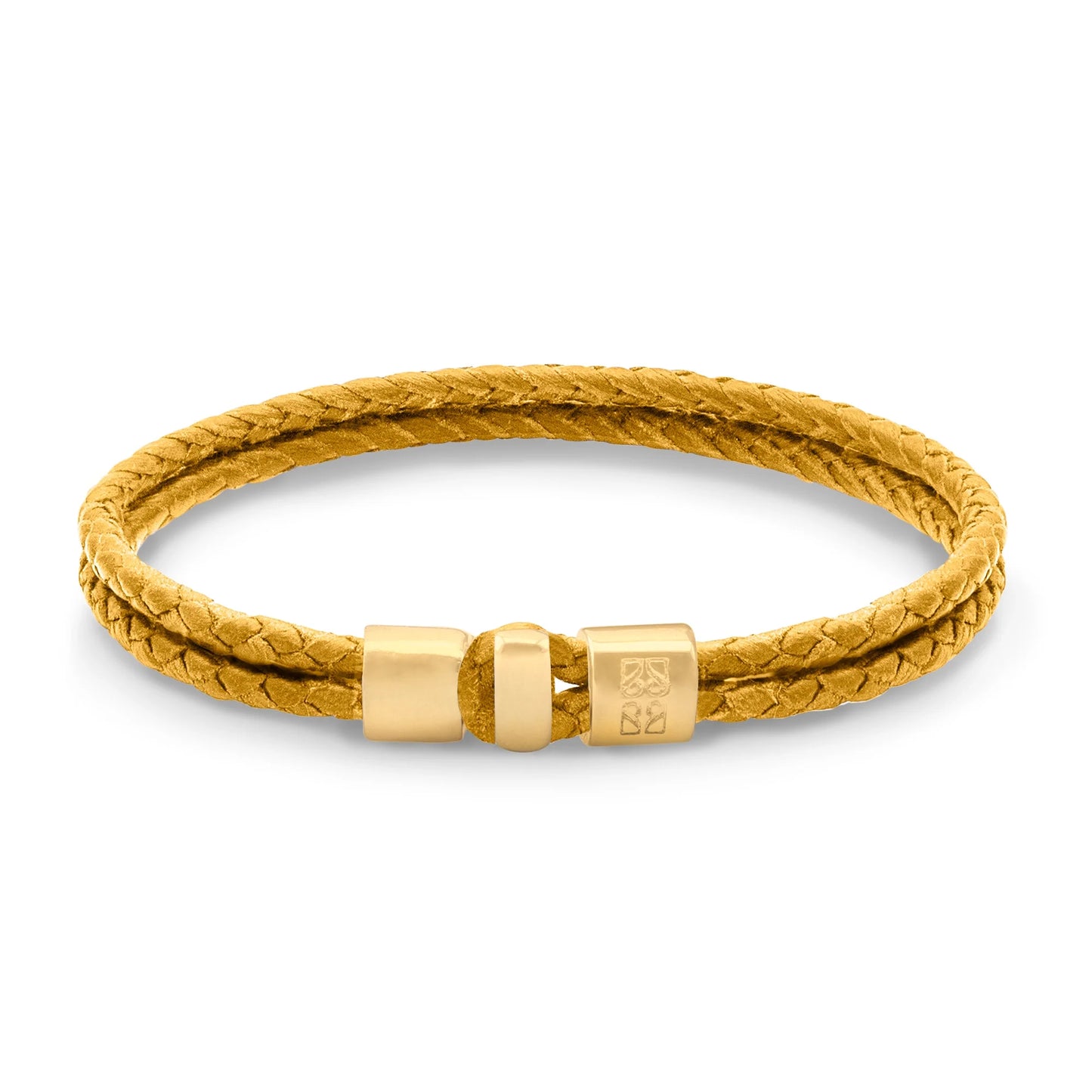 Pulsera en baño de Oro 22K, Broche de botón Piel natural de Borrego - Joyería y bisutería fina