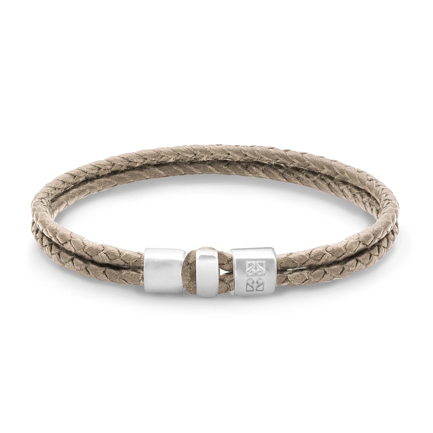 Pulsera en baño de rodio, Piel natural de Borrego - Joyería y bisutería fina