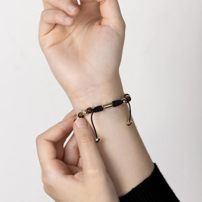 Pulsera con cuentas de sándalo y cuentas facetadas en baño de Oro 22K - Joyería y bisutería fina