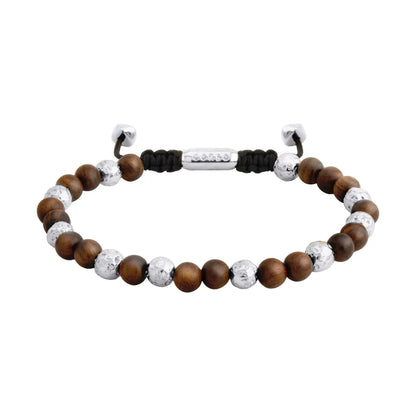 Pulsera con cuentas de sándalo y cuentas facetadas en baño de rodio - Joyería y bisutería fina