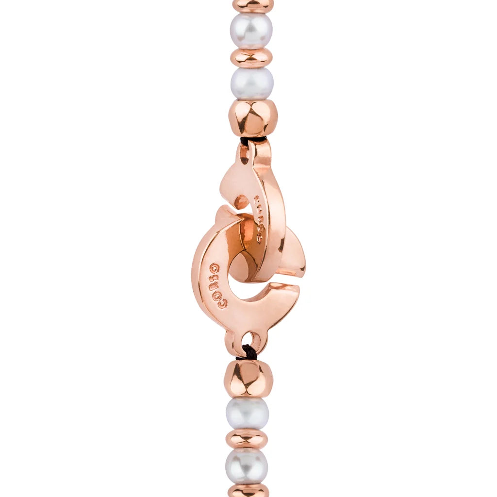 Collar choker en baño de oro 22K, oro rosa 22K o rodio, con perlas japonesas de 5mm, cuenta de dona y perla central - Joyería y bisutería fina