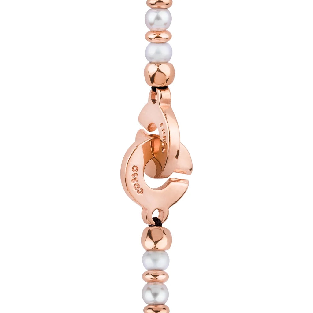 Collar choker en baño de oro 22K, oro rosa 22K o rodio, con perlas japonesas de 5mm, cuenta de dona y perla central - Joyería y bisutería fina