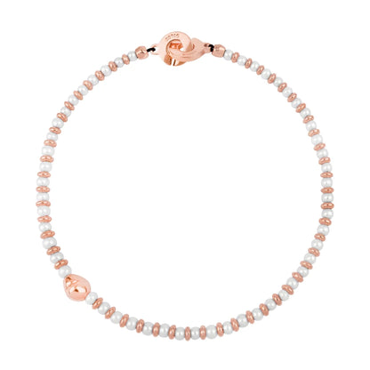 Collar choker en baño de oro 22K, oro rosa 22K o rodio, con perlas japonesas de 5mm, cuenta de dona y perla central - Joyería y bisutería fina