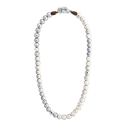 Choker Baño de Oro 22K o rodio, Perlas Japonesas, Perlas Tahitianas, piel natural de borrego - Joyería y bisutería fina